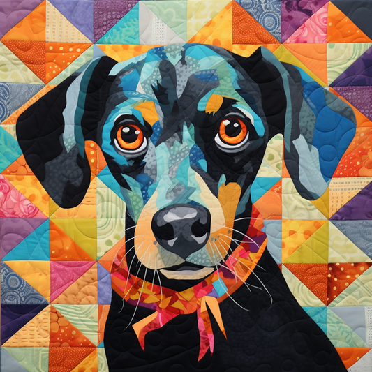 Patchwork project Tutorials Template kit - Quilt design - Style Dog D